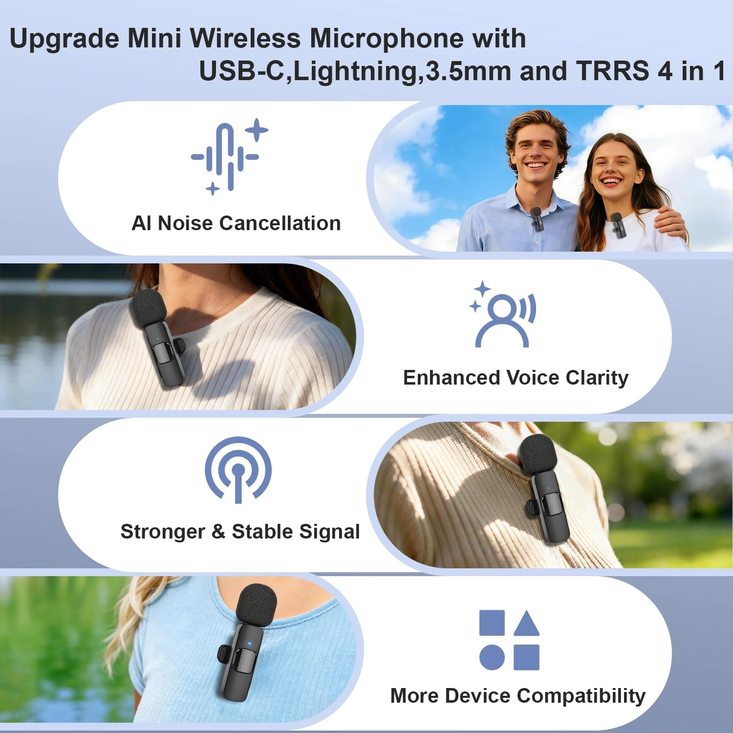 WM325 Wireless+Lightning+USB+3.5mm-Mini-Jack Microphone Pack