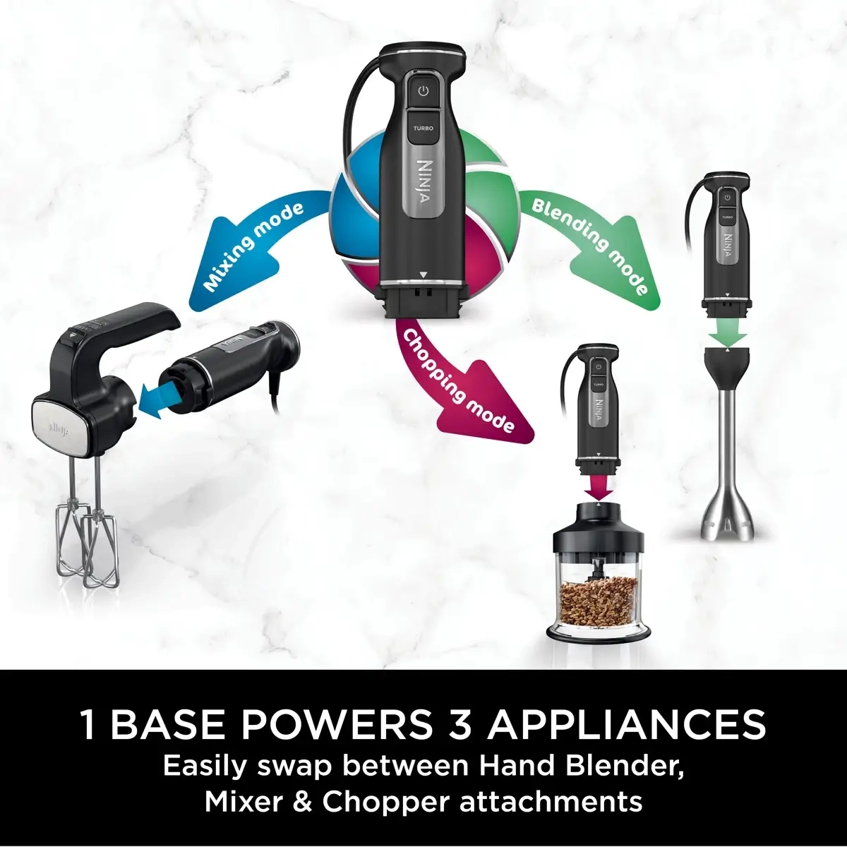 Foodi 3-in-1 Hand Blender Mixer & Chopper - 700 ml