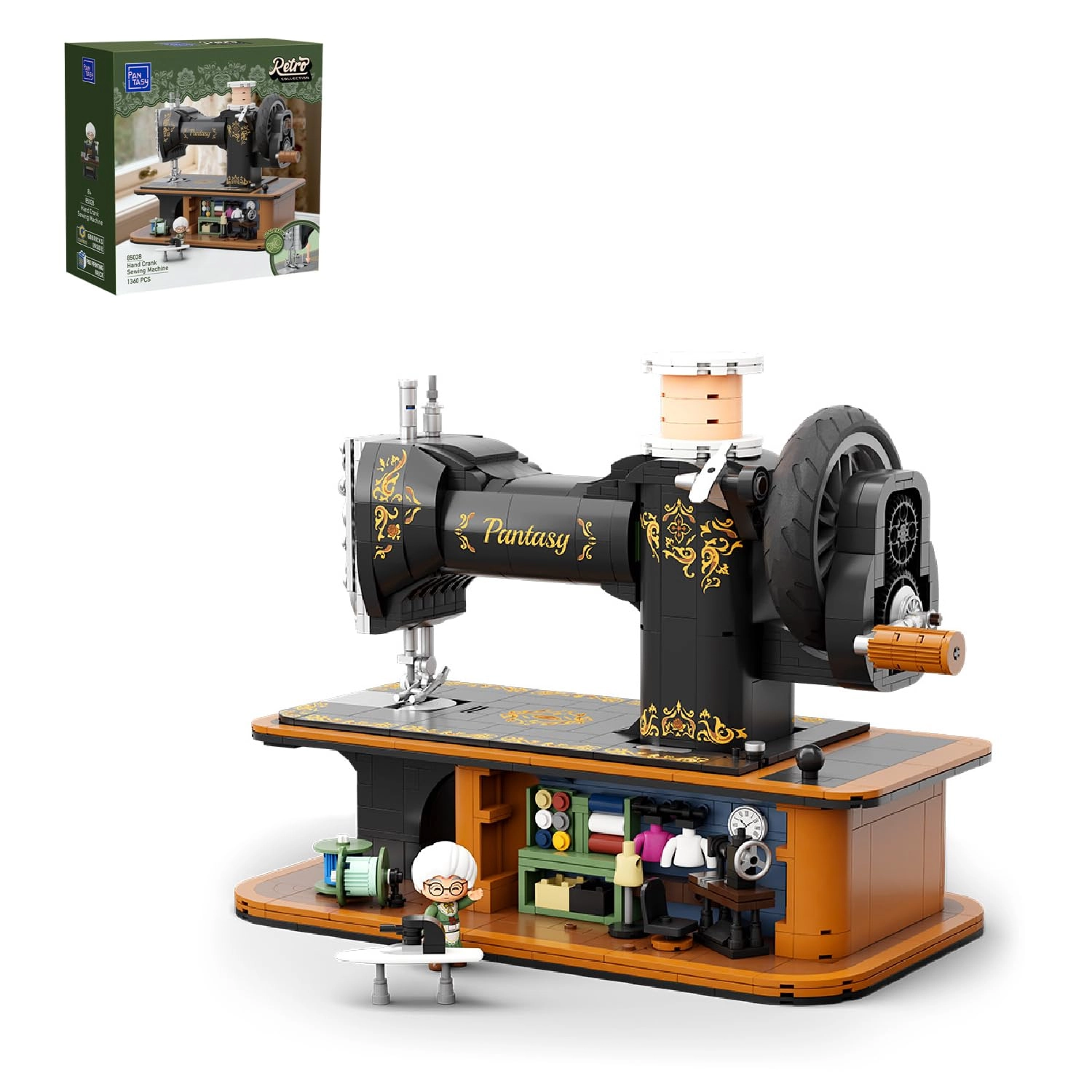 PANTASY Hand Crank Sewing Machine - Vintage Rotary Crank Retro Display Kit