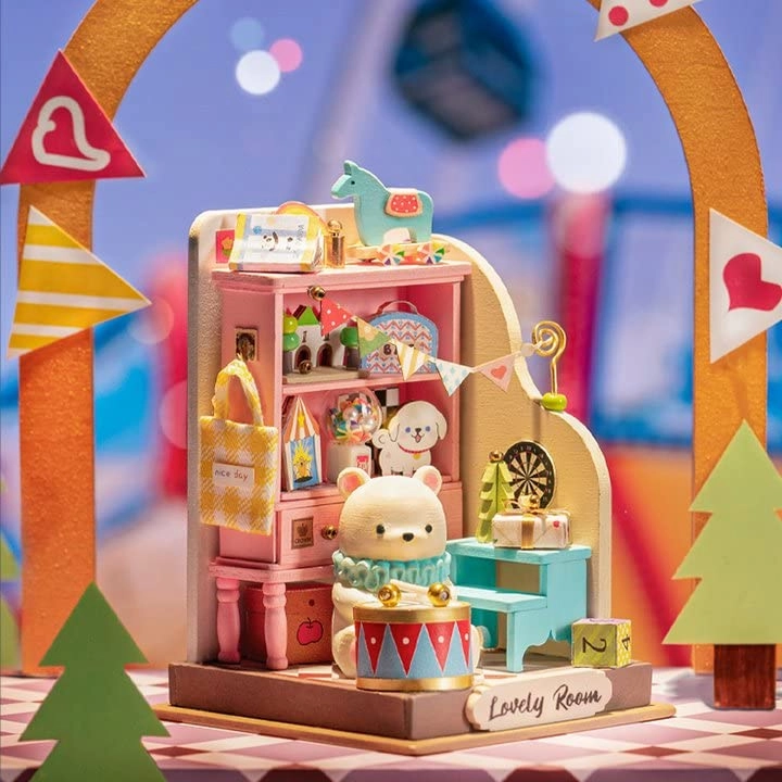 DIY Miniature Dollhouse Kit - Holiday Living Room