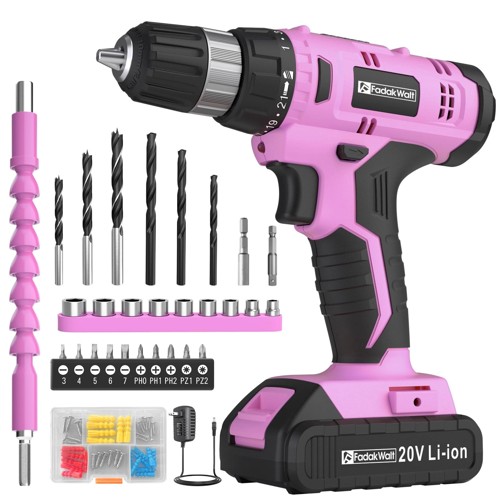 FADAKWALT Cordless Drill Set - 2 Amp Hours 20 Volts