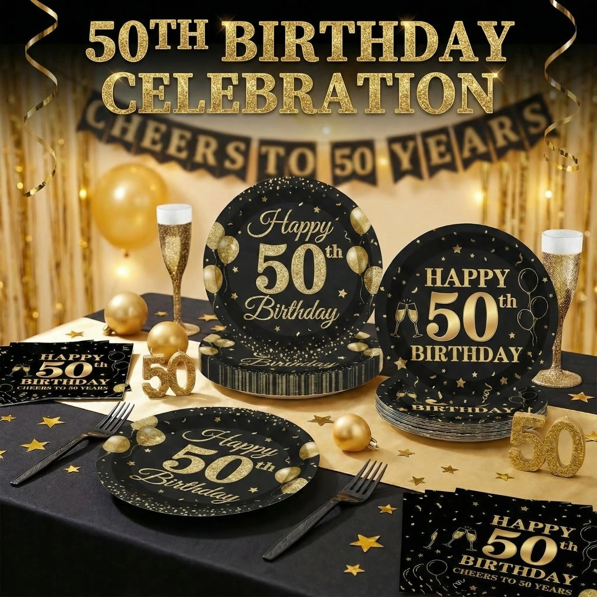 Happy Birthday Party Decorations Tableware Set - 96 Pcs