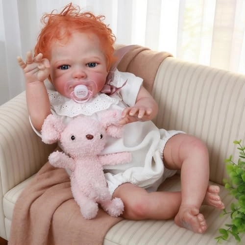 Reborn Baby Doll - 20 Inch Red Hair Open Eyes Ages 3+