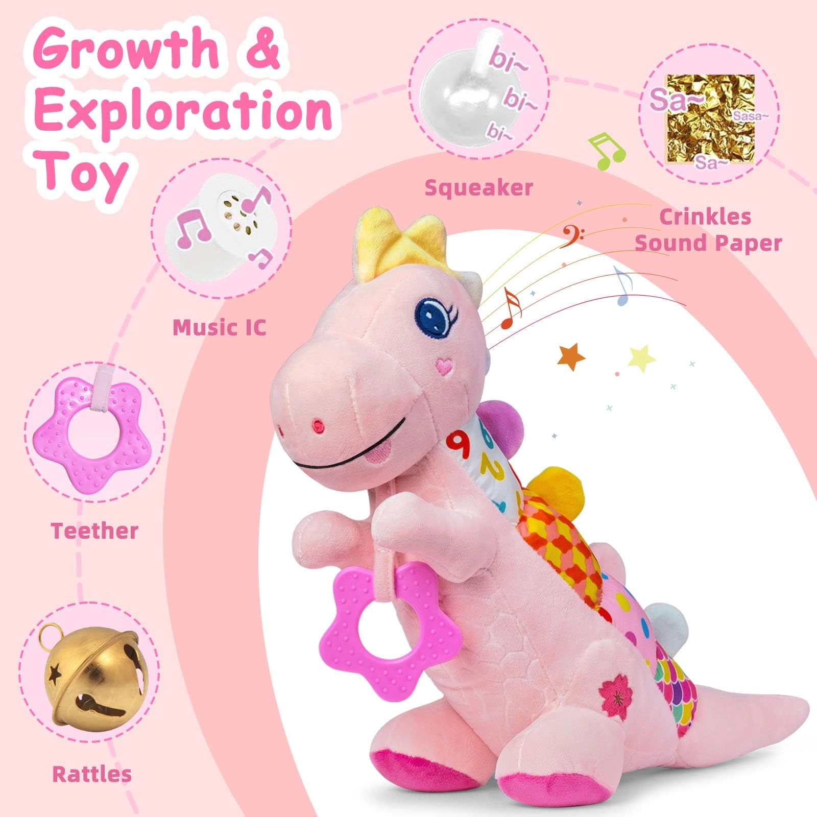 Baby Dino Plush - 0-3-6-12+ Months Cotton Animal