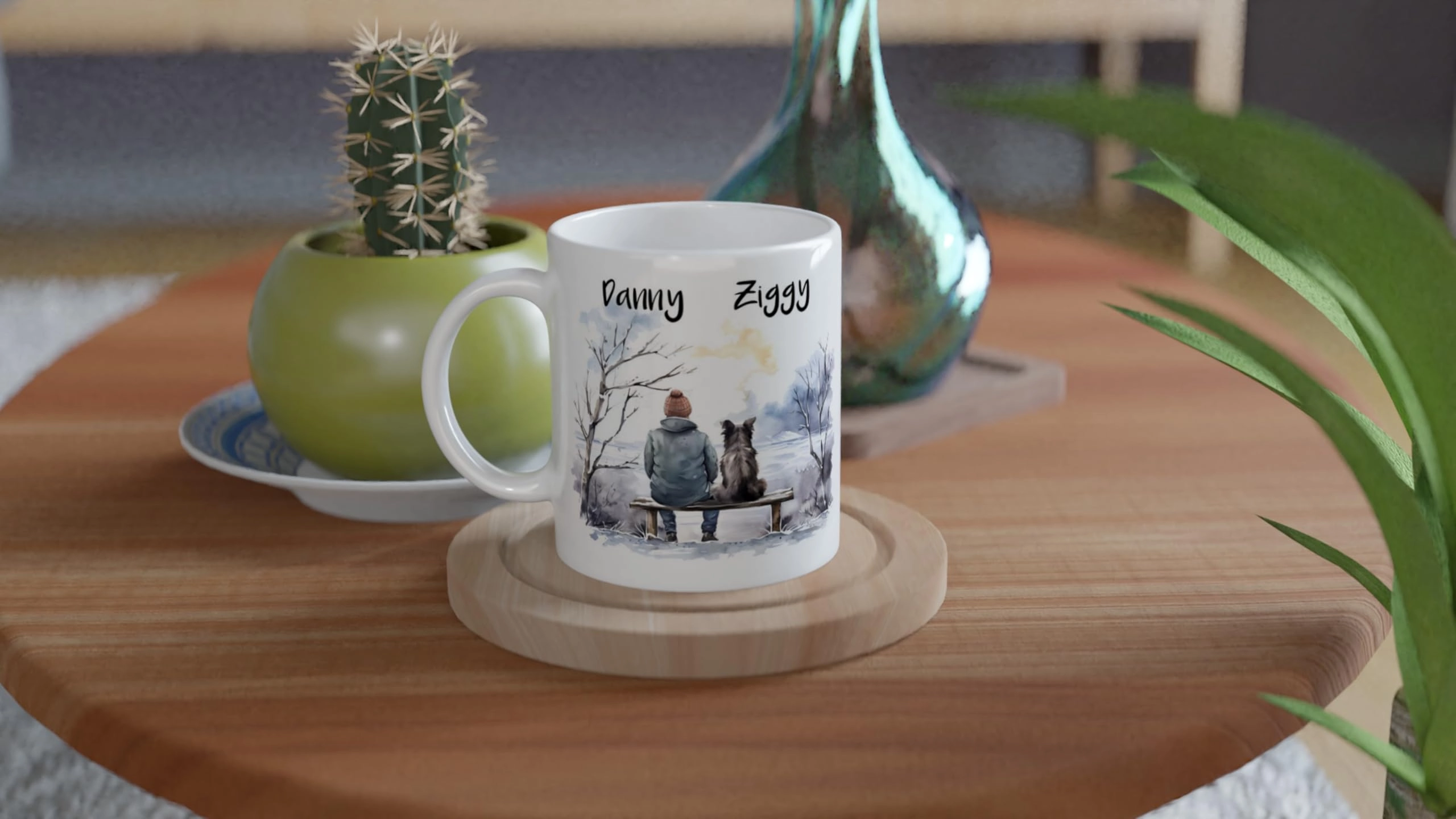 Custom Printed Mug - 1.0 pcs Winter Man & Dog 2