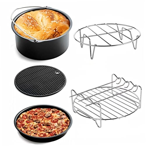 Metal Bracket + Skewers Rack + Cake Tin + Silicone Mat + Pizza Pan - Carbon steel stainless steel silica gel 5PCS