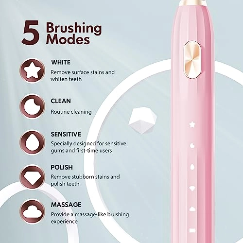 Sonic Toothbrush - 5 Cleaning Modes 9 Brush Heads