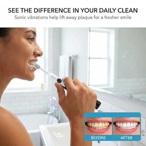 Sonic Toothbrush - 22,000 brush strokes per minute Battery Powered Extra Brush Head