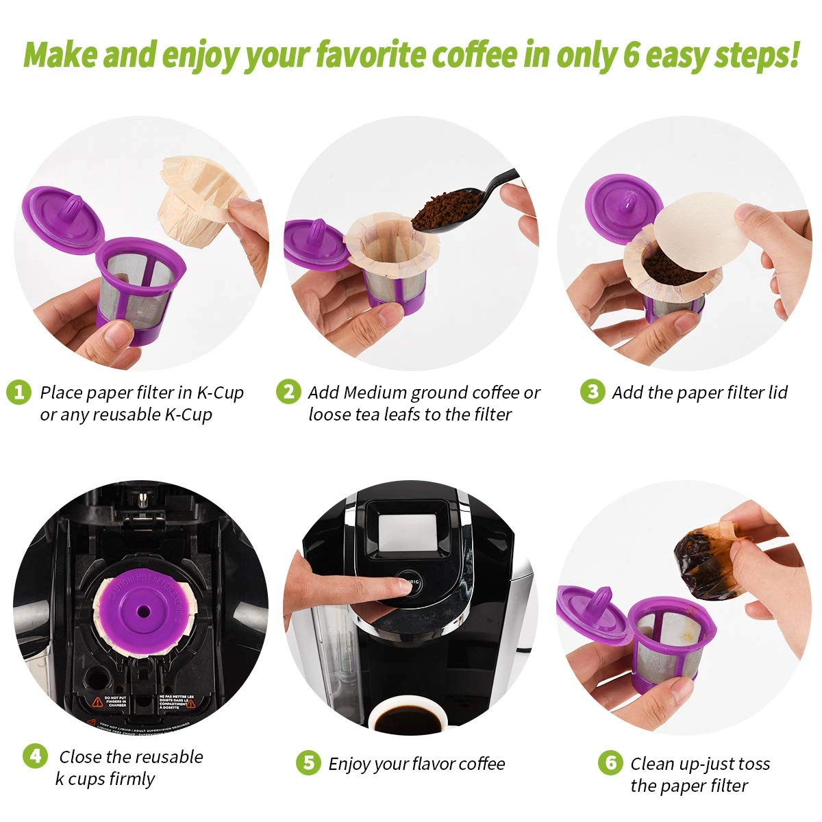 K Cup Disposable Paper Filters - Unbleached With Lid