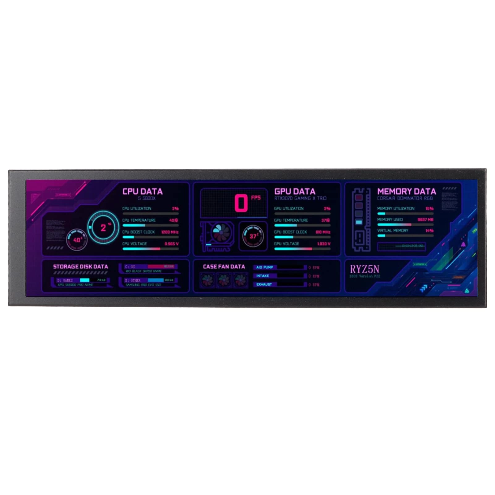 Heayzoki Computer Temp Monitor - 1920x480 8.8 Inches