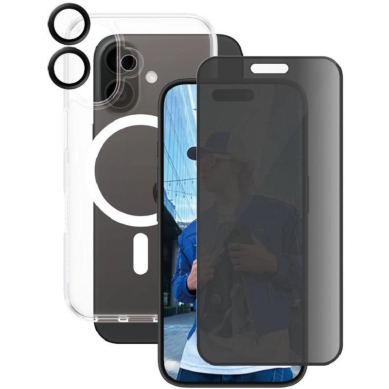 Hard MagSafe Case + Privacy Screen Protector + Hoops Camera Lens Protector for iPhone 17