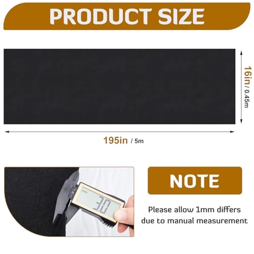 Underfelt Carpet - 22 Sq ft 16 x 195 in Black Self Adhesive Back