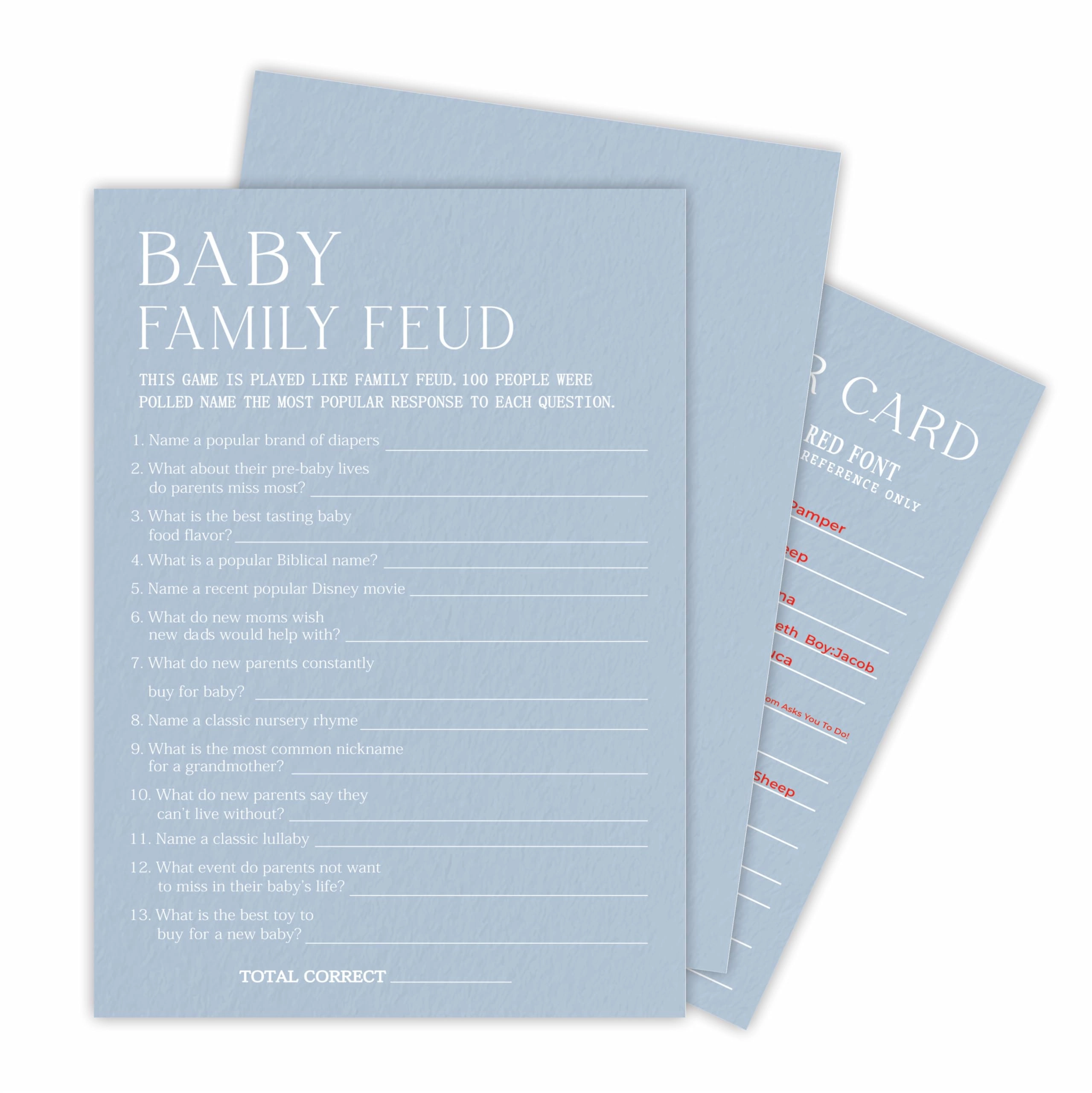 Minimalism Baby Shower Game Kits - 30 Fill In Game Cards & 1 Answer Card Adult