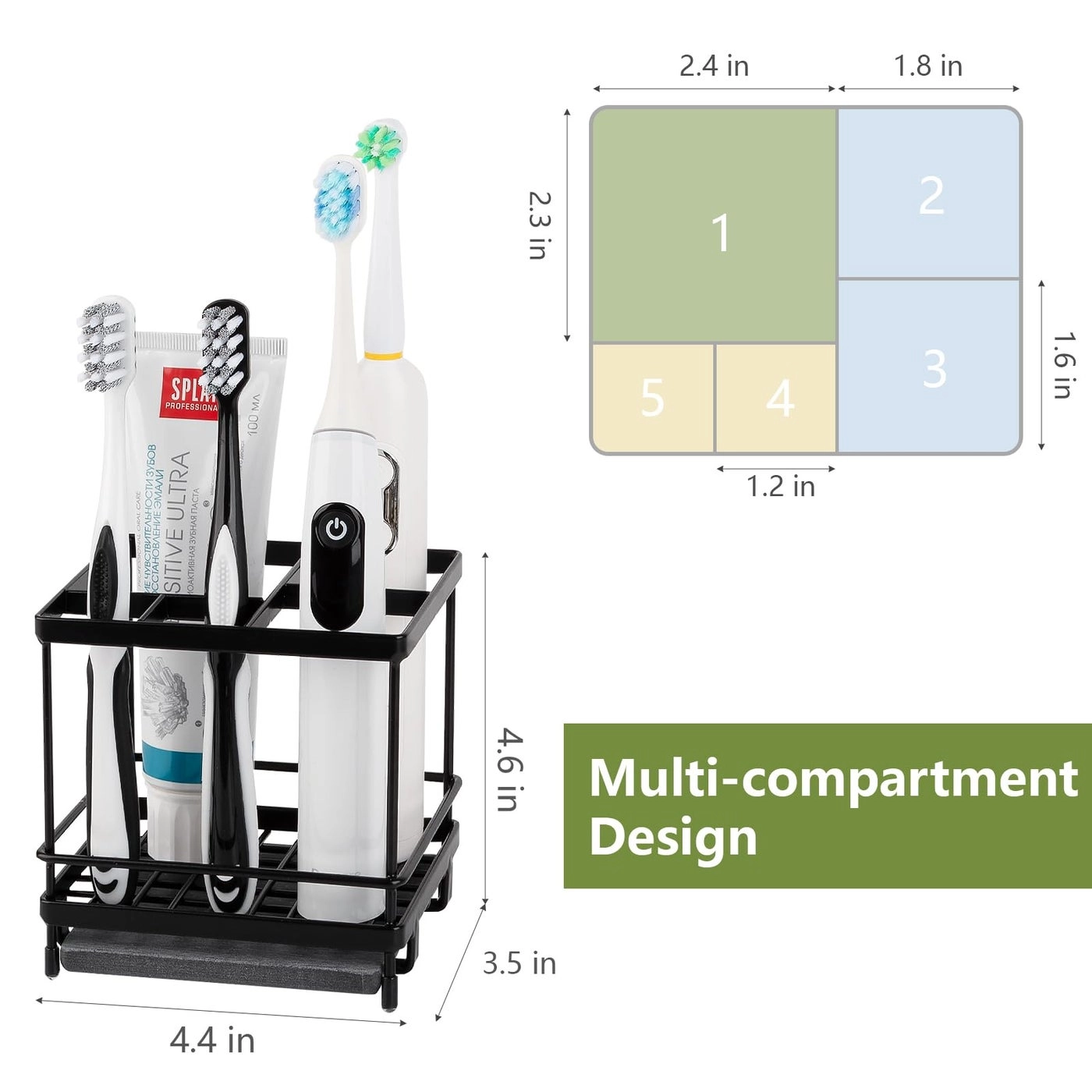 Toothbrush Holder - Countertop Shower Sink 5 Slots
