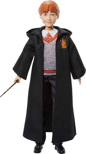 Ron Weasley Fashion Doll - Plastic Hogwarts Robe Wand Ages 6+