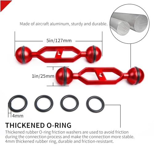 Double Ball Extension Arm - 5" 1" Ball Head Underwater