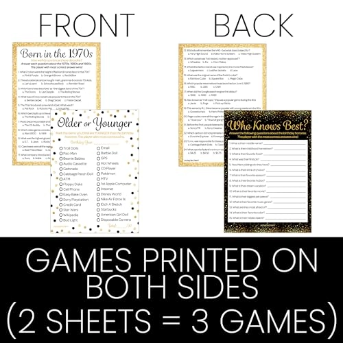 Born in the 1970s Birthday Game Bundle - Adult Set of 3