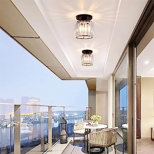 Modern Crystal Ceiling Light - LED E27 Black circle