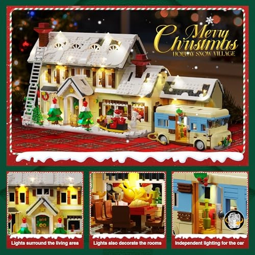 Christmas House Village Building Blocks (BuildingBlock) - Light Snow Cabin Camper