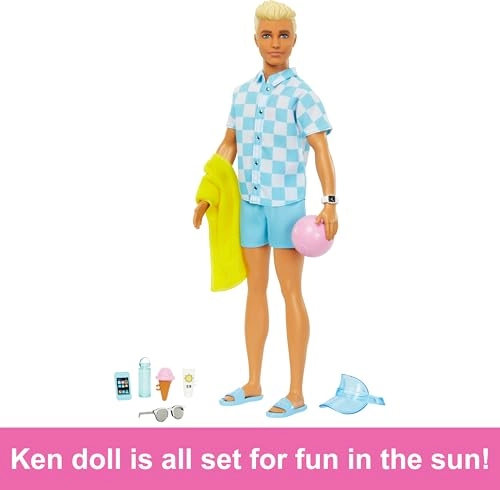 Ken Doll - Male Blonde Blue Button Down And Swim Trunks Ages 3+