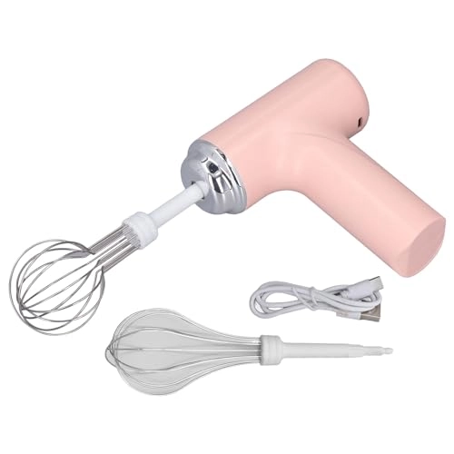 Cordless Handheld Mixing Whisk - 2 Interchangeable Whisks 3 Gears