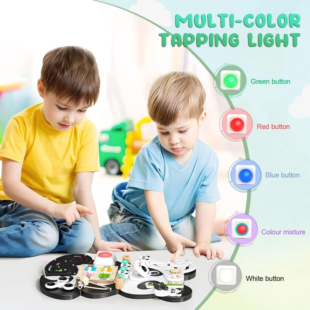 Wooden Panda Busy Board - 3 + 9-in-1