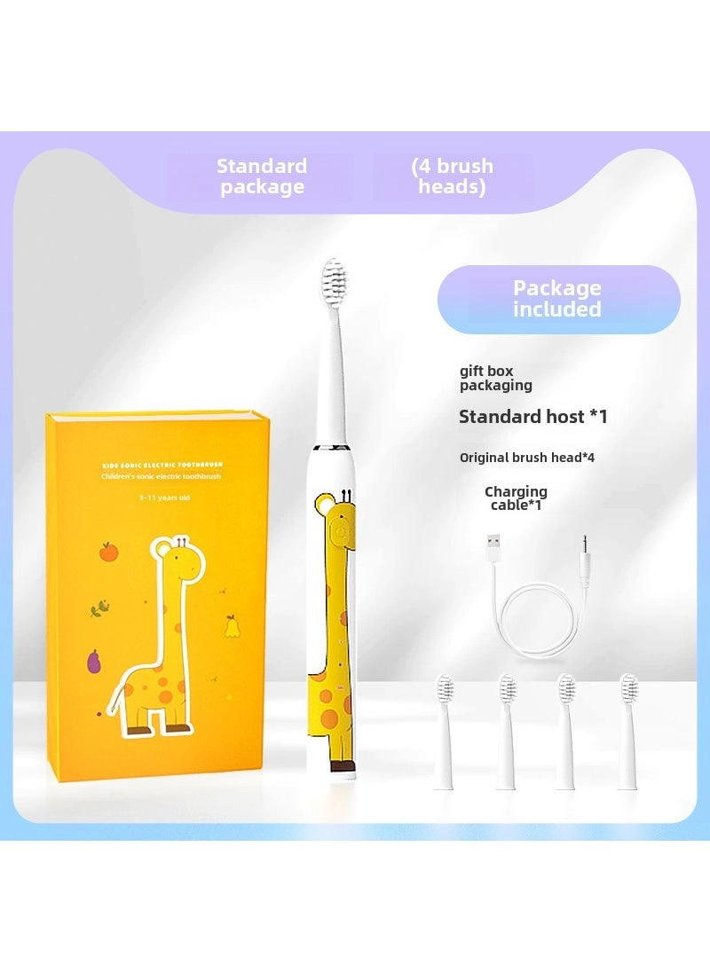 kids electric toothbrush - 4 soft bristle brush heads 3-speed USB rechargeable