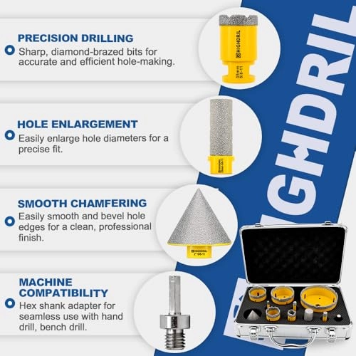 Diamond Drill Bits Kit - 8 pcs