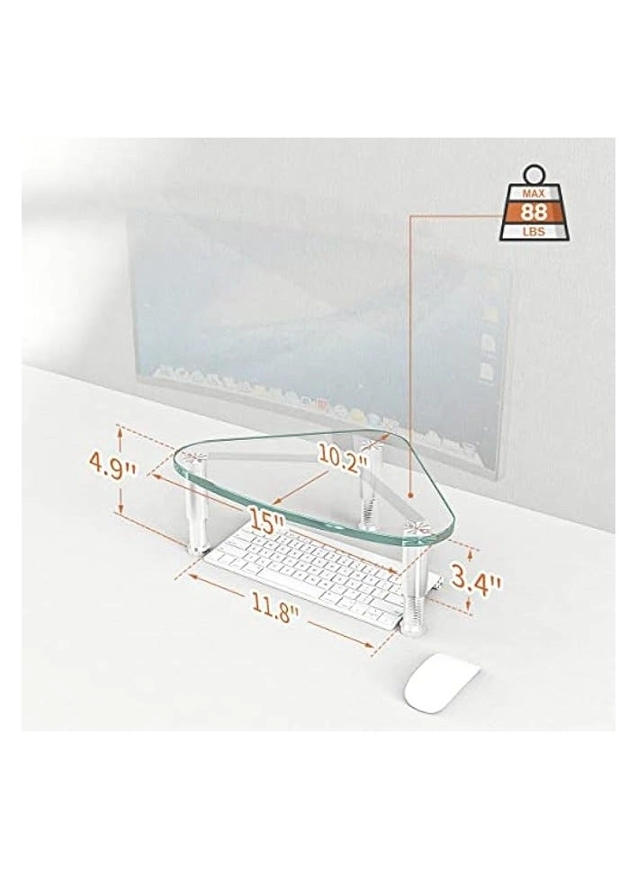 Monitor Stand Riser - White Height Adjustable 8.6cm-12.4cm