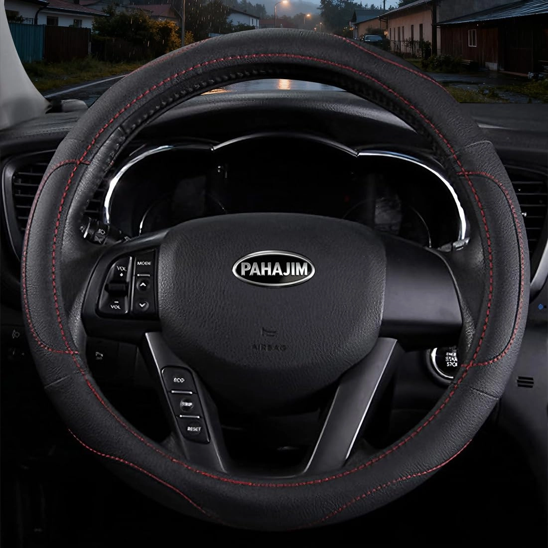 coofig Leather Car Steering Wheel Covers