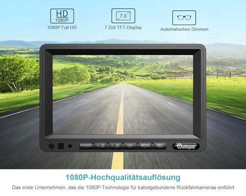 Reversing Monitor - 7" 1080P + Rear View Camera - IP69 Waterproof CCD