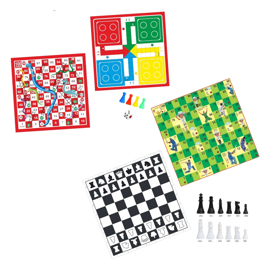 Cricket + Snake & Ladder + Ludo + Chess