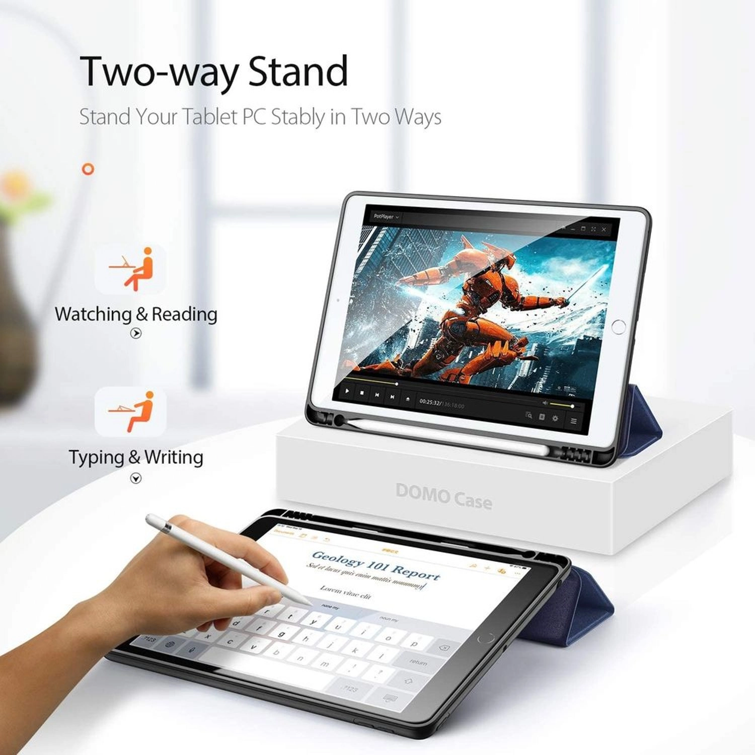 Trifold Stand Case with Pencil Holder for iPad 7th Generation 10.2-inch (2019)