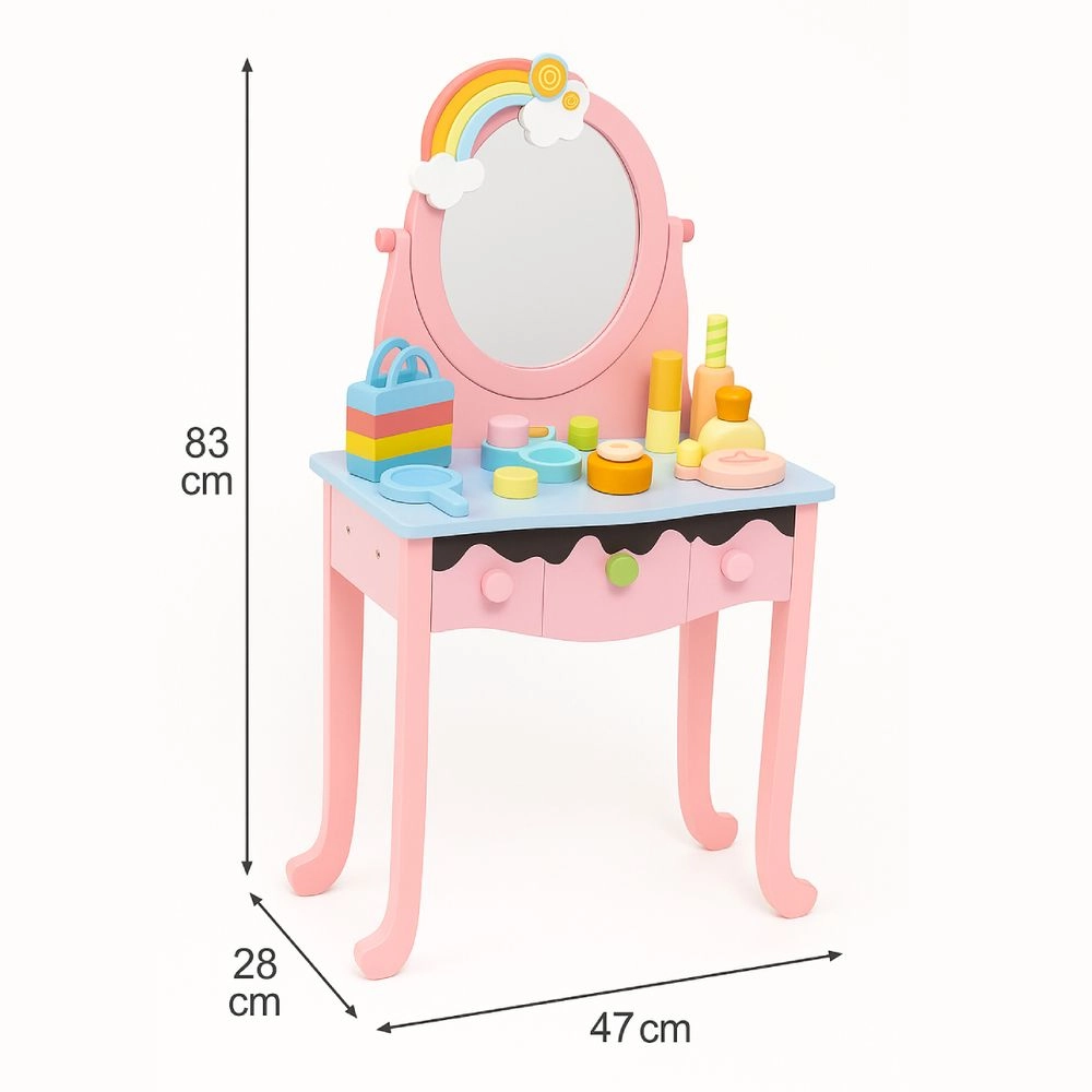Kids Wooden Makeup Set With Table - 15+ pcs (43317731-FP_2105_16)