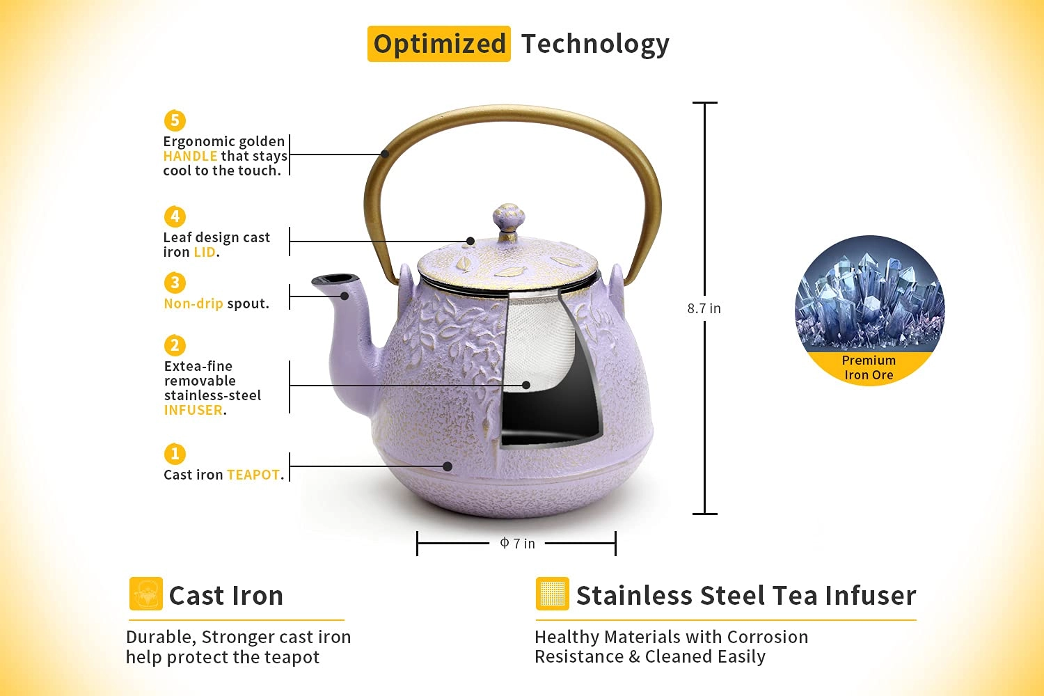 Cast Iron Teapot - 1200 Milliliters