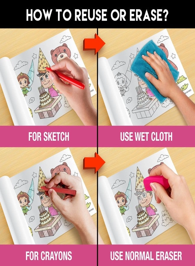 Nursery Rhymes Reusable Wall Colouring Rolls - Pack of 3