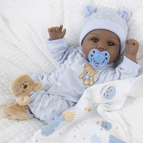 Milidool Reborn Baby Doll - 18 Inch Silicone African American Ages 3+ Gift Set