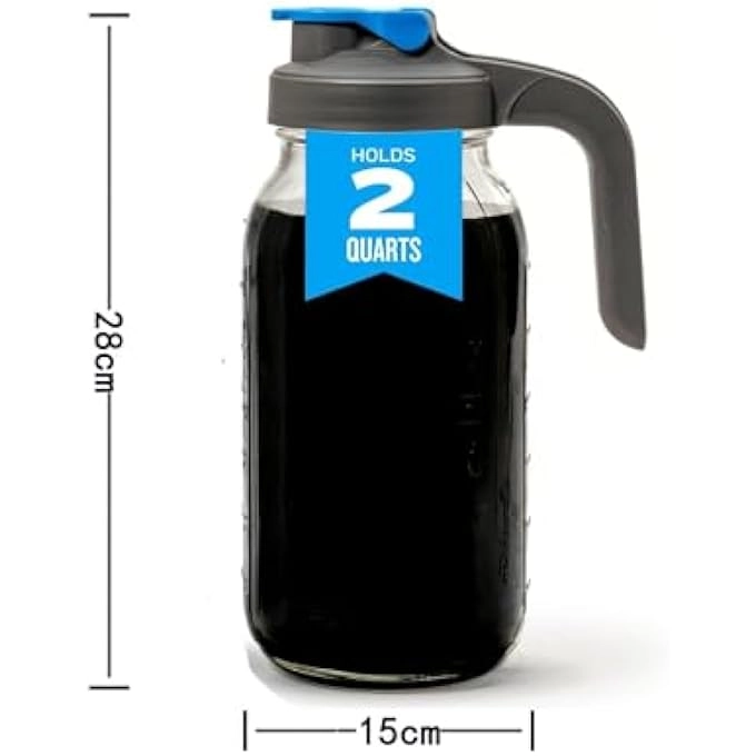 Cold Brew Mason Jar Pitcher - 64Oz Stainless Steel Mesh Filter