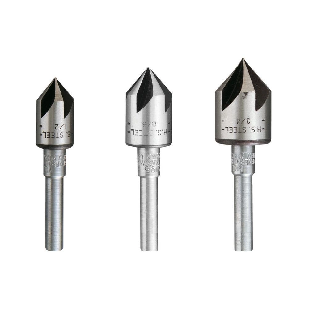 Countersink Bit Set - high-speed steel 3 piece(s) 1/2 in., 5/8 in. and 3/4 in.
