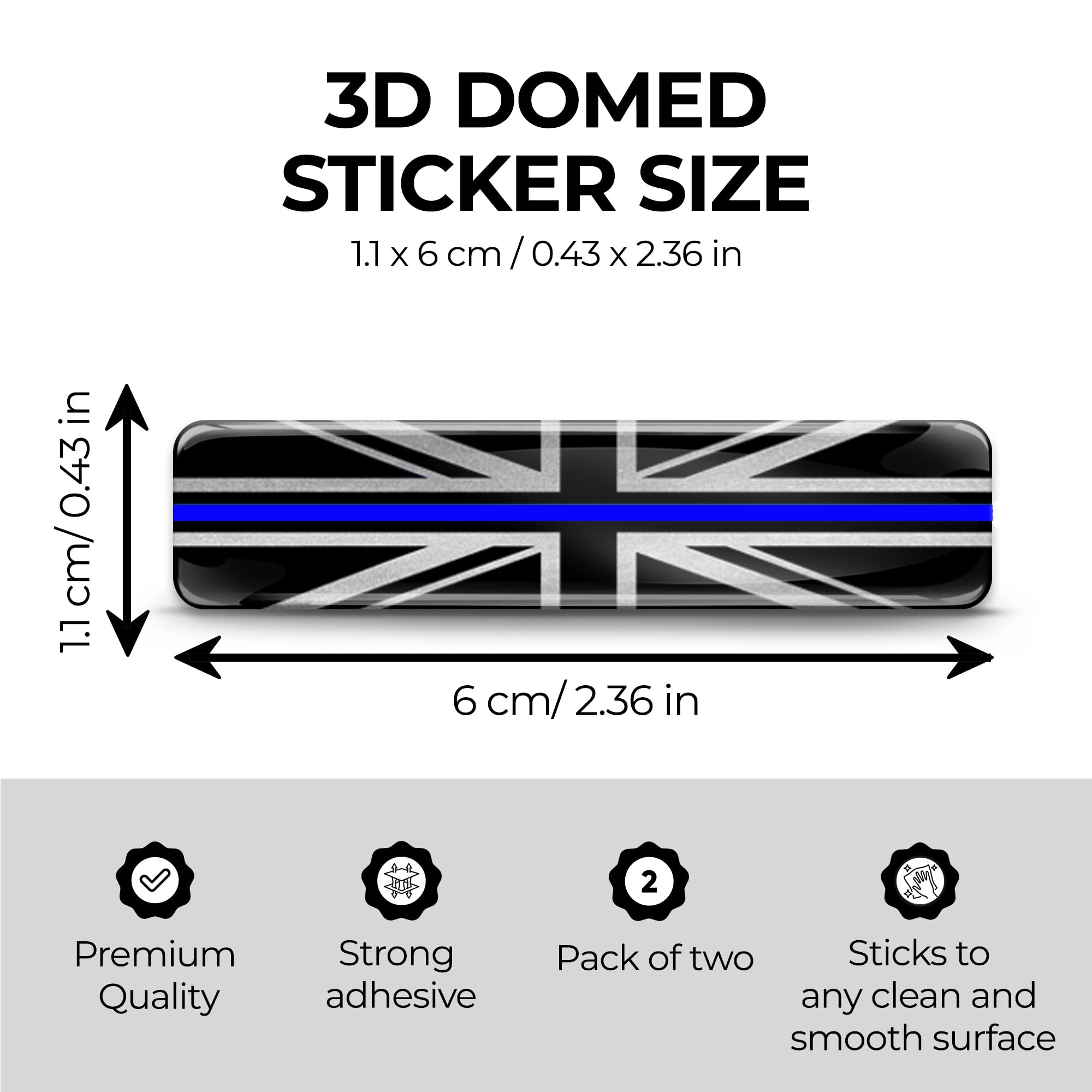 England Sticker Book 3D Domed Silicone Silver 2 pcs