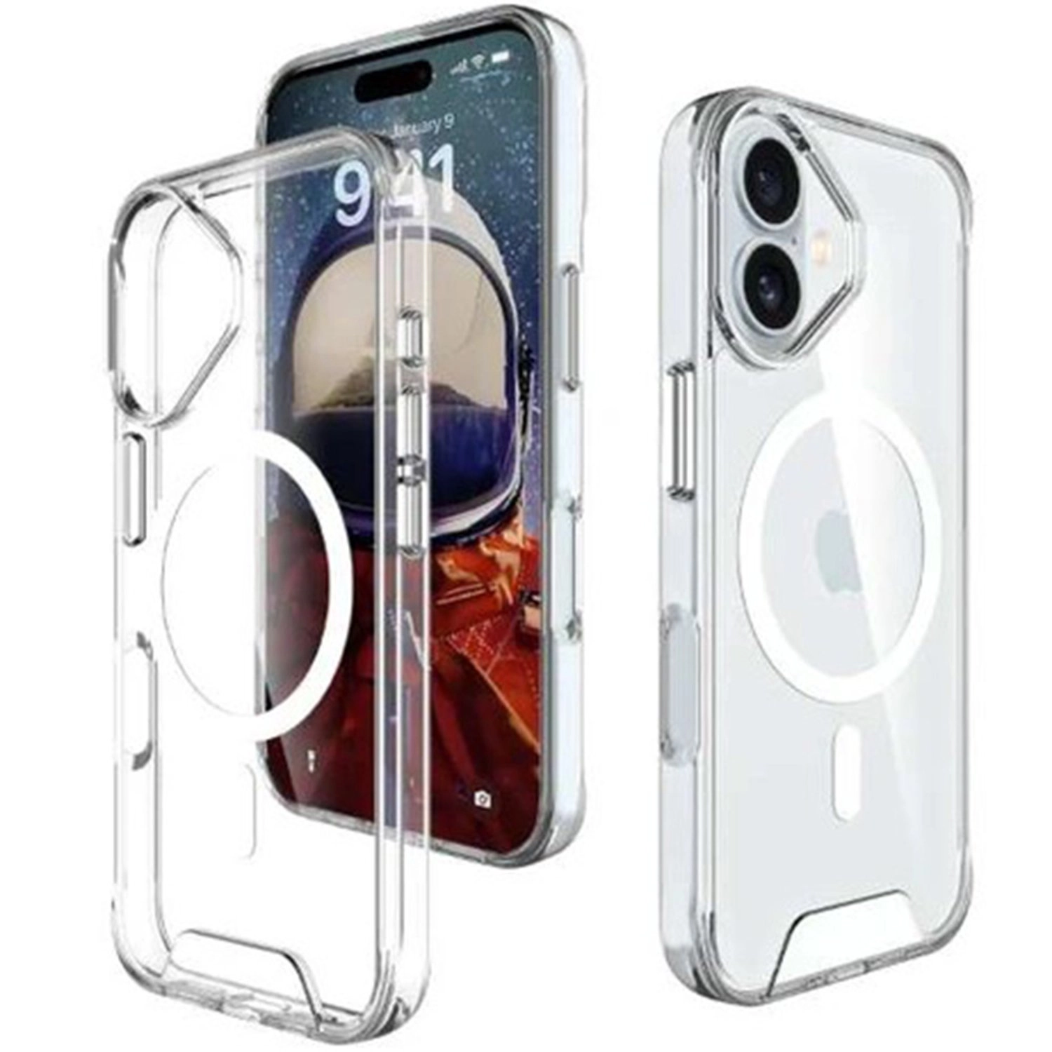 MagSafe Clear Case - Thermoplastic Polyurethane, Tempered Glass Case Screen Protector for iPhone 16