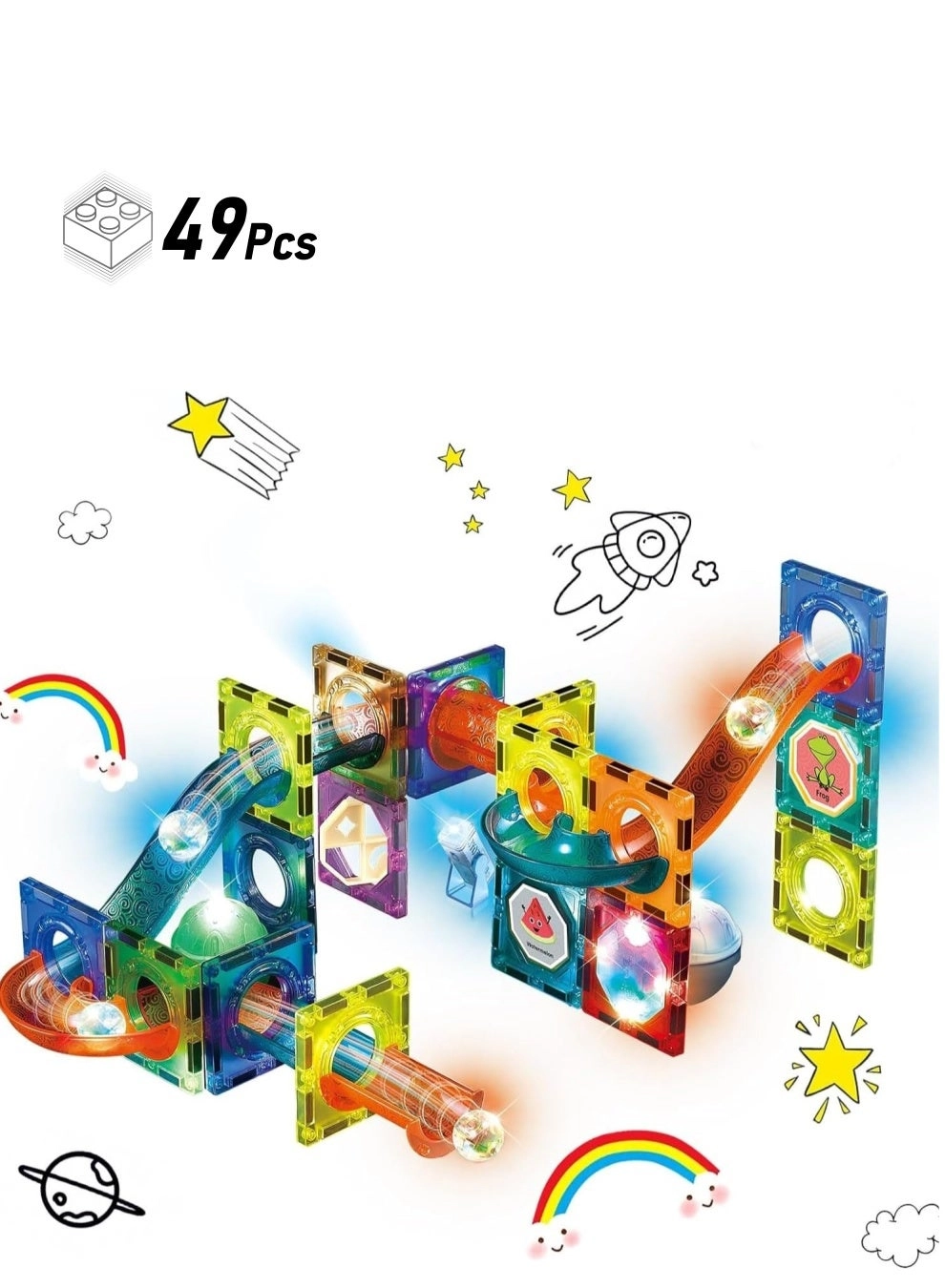 Loquat Light Magnetic Tiles - 49pcs