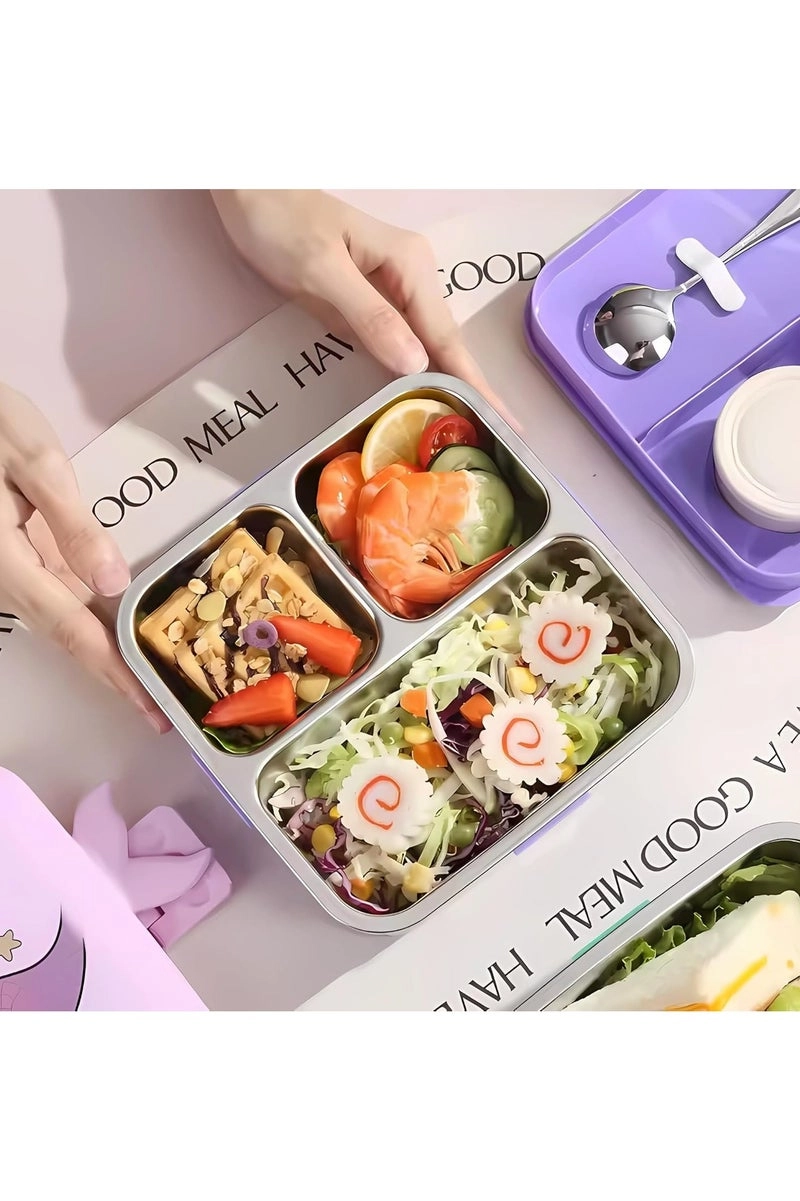 Stainless Steel Lunch Containers - 3 Compartments Bowl