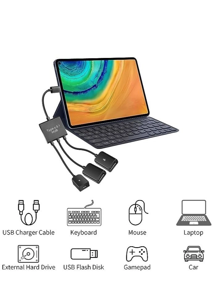 USB C to Dual USB OTG Adapter - 4 Port Type-C