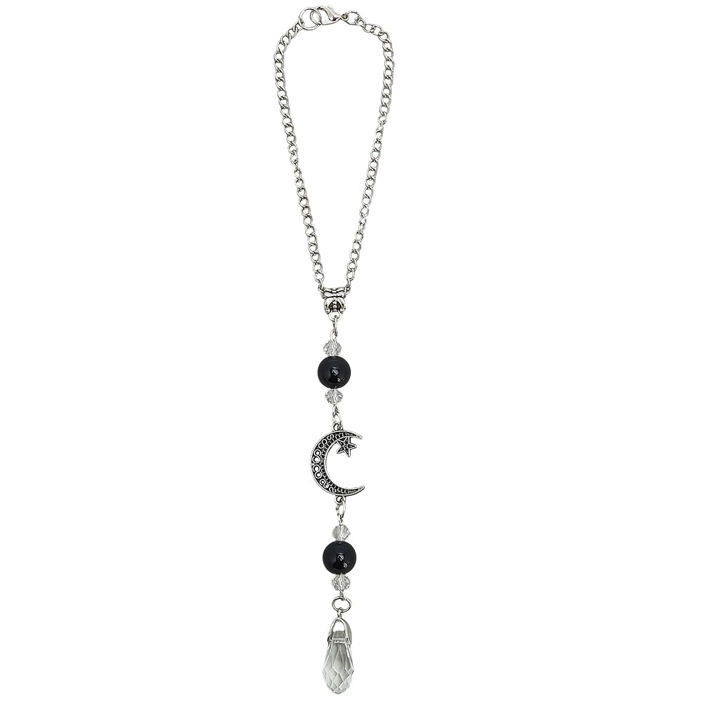 cabodyals Hanging Car Charm - Obsidian Moon Crystal 8.82 inch