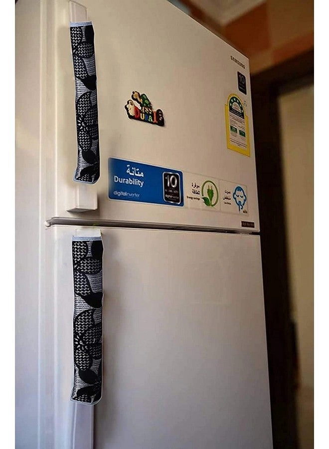 Velvet Washable Fridge Handle Cover Fittedsheet - Pack of 2 Black