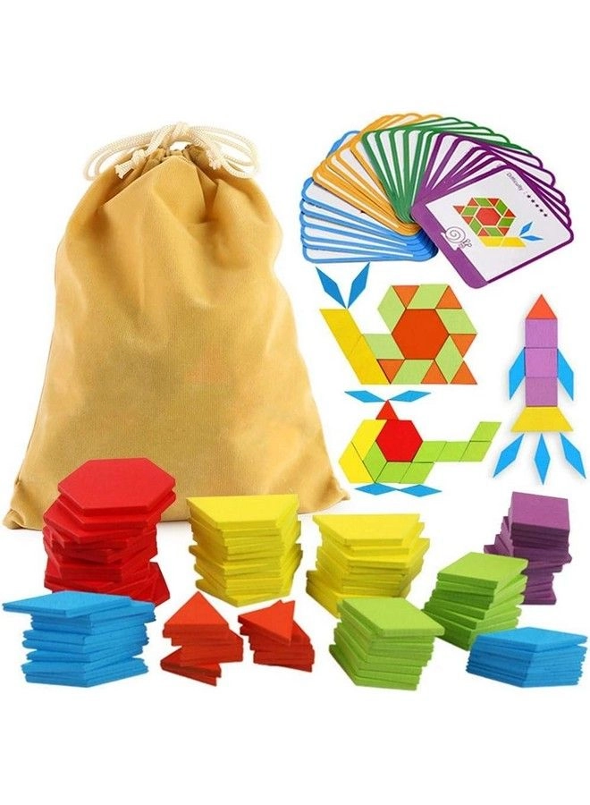 LovesTown Wooden Pattern Blocks - 209 pieces