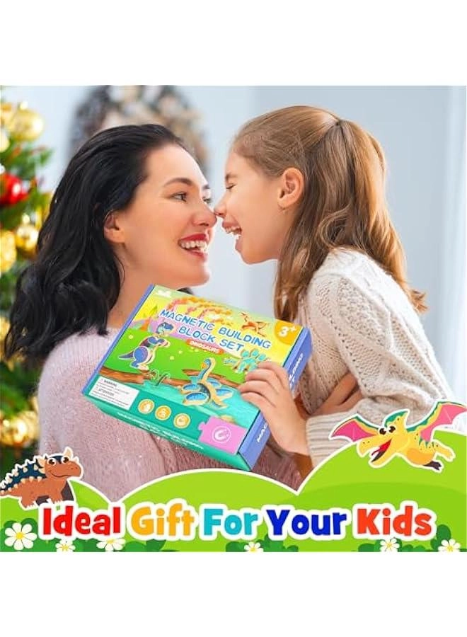 Magnetic Dinosaur Building Blocks - Wooden Take Apart