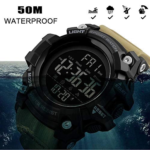 Multifunctional Waterproof Watches Outdoor Sports Digital Military LED Double Time 54mm Plastic