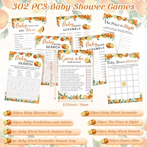 Little Cutie Baby Shower Games - English 6 - 15 years 302 pieces
